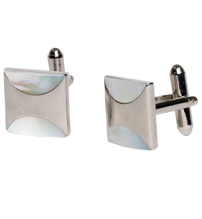 Square silver mother of pearl cufflinks