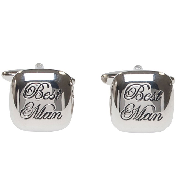 Silver with itallic black personalised "Best Man" cufflinks