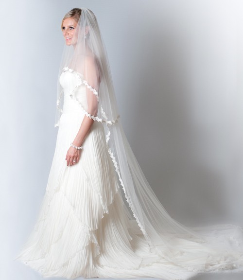 Yvette lace cathedral length veil