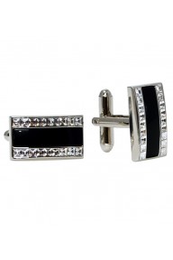 Black enamel timeless cufflinks with glass stones