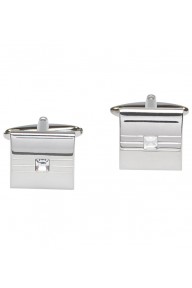 Silver square cufflinks with centralised crystal stone