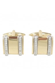 Light gold square cufflinks with 2 row crystal stones