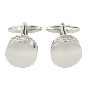 Chunky round silver timeless cufflinks with beautifully dedigned crystals stones 