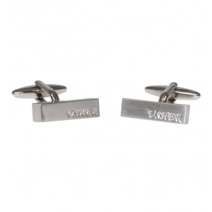 Brushed silver personalised "USHER" cufflinks