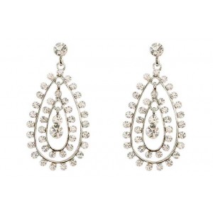 Timeless Silver Tear Drop Earrings with Glass Crystal Stones 